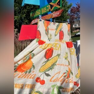 BDG Urban Outfitters ruched strapless fruit/veggie sundress  size large NWT